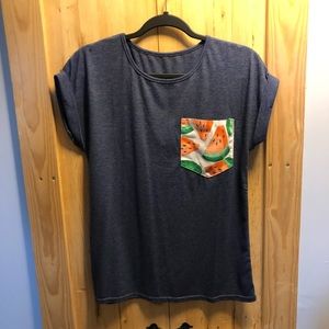 ROMWE shortsleeved top with watermelon pocket